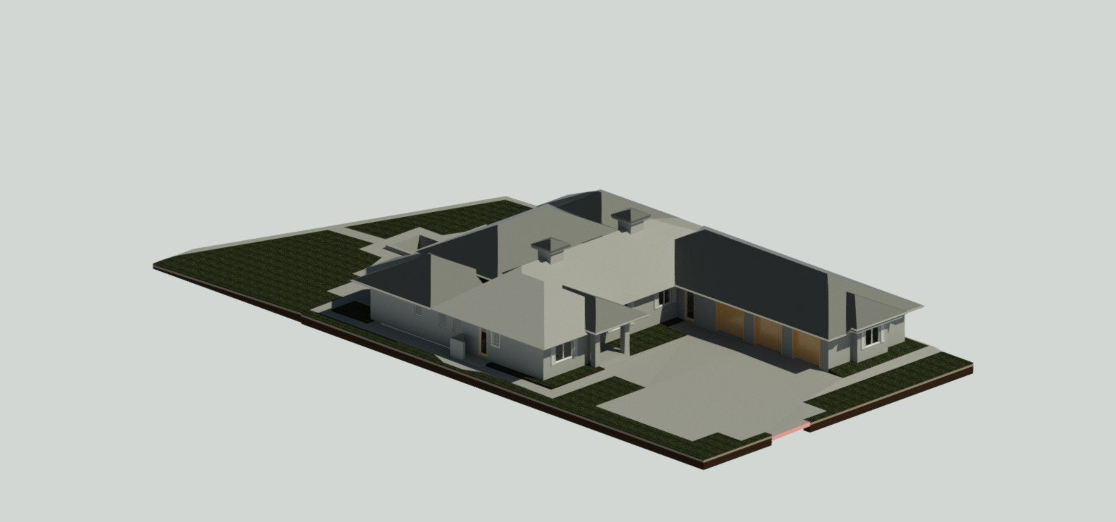 One of our 3D scanning project examples presented as cutaway 3D building model of West Palm Beach residence showing interior room arrangement and building geometry.